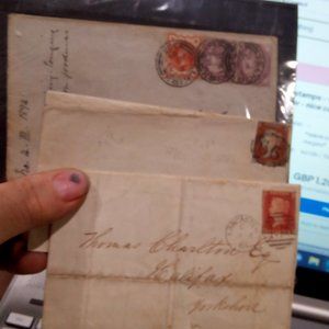 2 3 qv red covers and 3rd Victoria cover 3 stamps